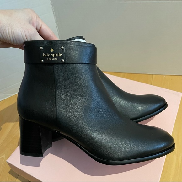 NIB kate spade leather black heeled boots - Picture 4 of 8